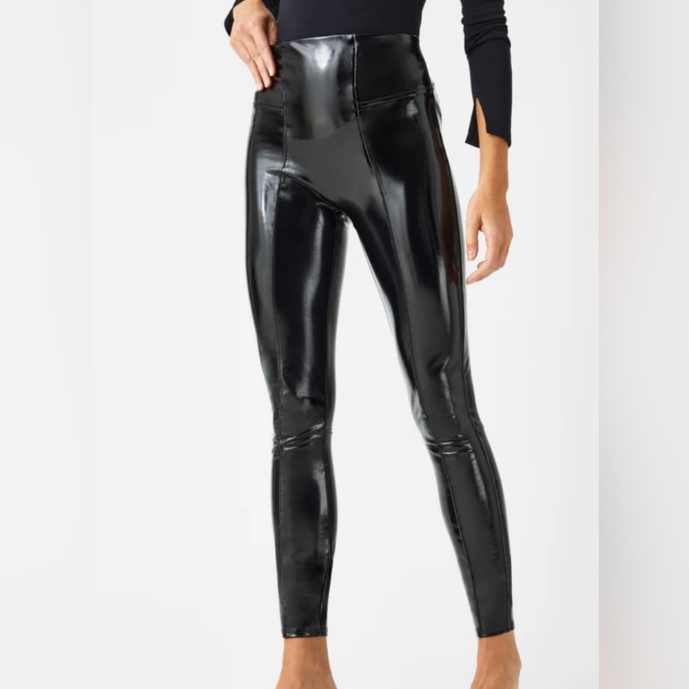 Spanx patent faux leather leggings size large